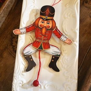 Vintage Articulated Wooden Nuckcracker Ornament